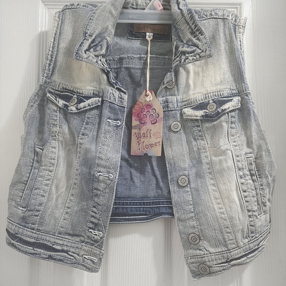 Denim Vest with Button Details